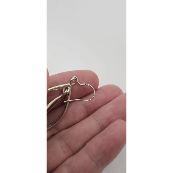 Sterling Silver Double Loop Style Large Earrings A1811 - Picture 3 of 5